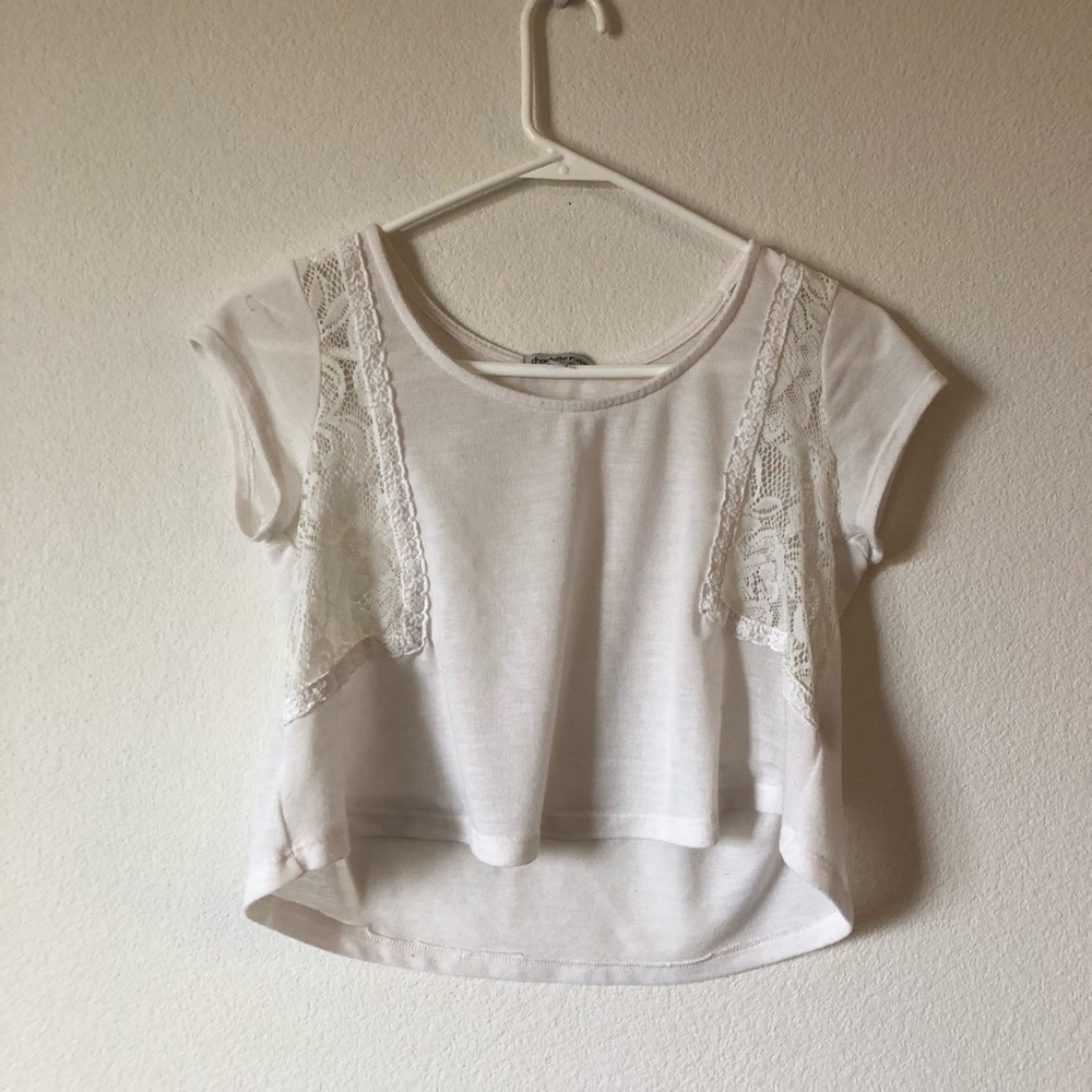 Crop lace tee
